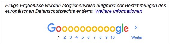 „Einige Ergebnisse wurden möglicherweise aufgrund der Bestimmungen des europäischen Datenschutzrechts entfernt.“